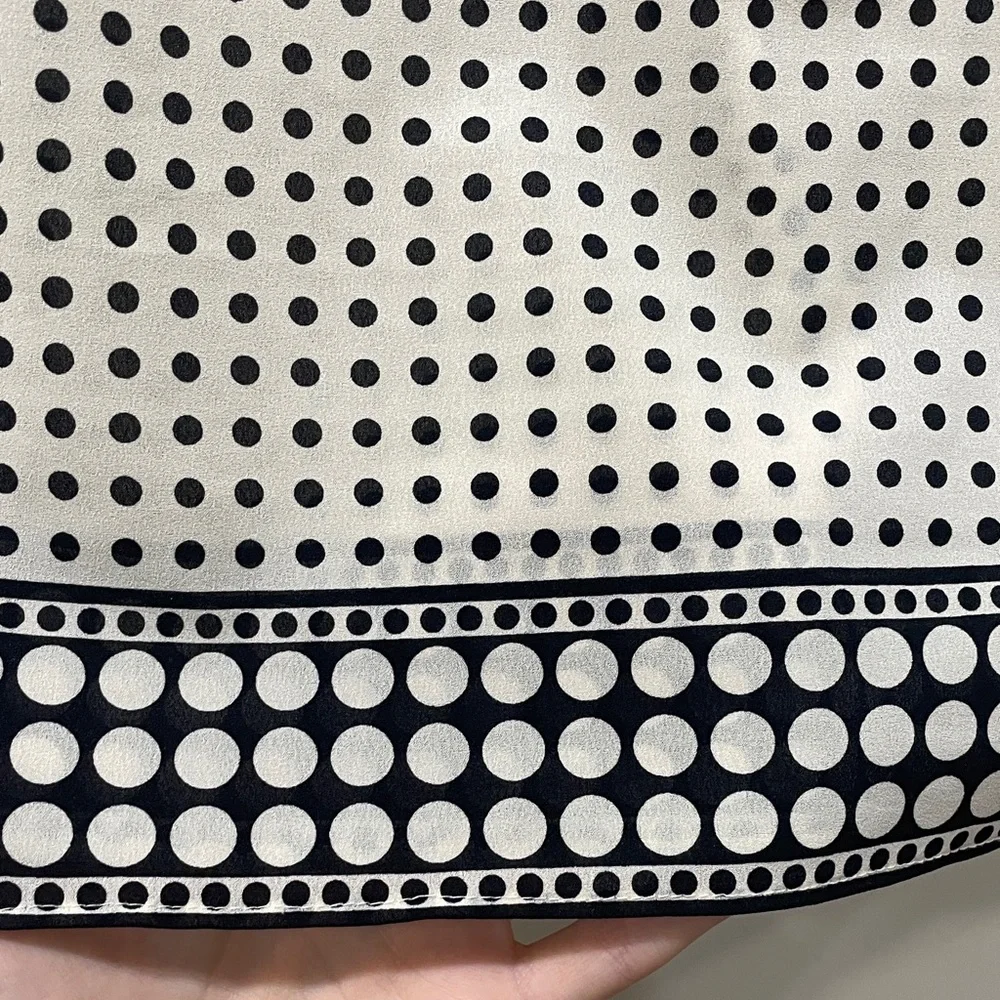 J. Crew Women’s Sleeveless Cream and Black Polka Dot Pintuck Blouse
